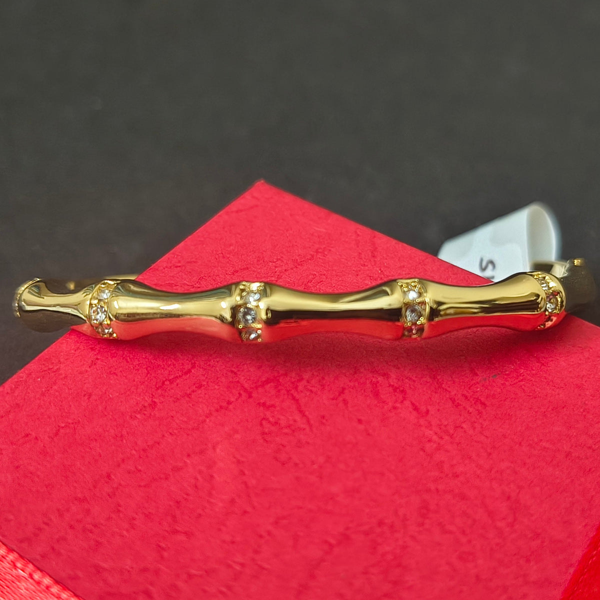 Golden-Plated Bamboo Design with stone Openable Bracelet