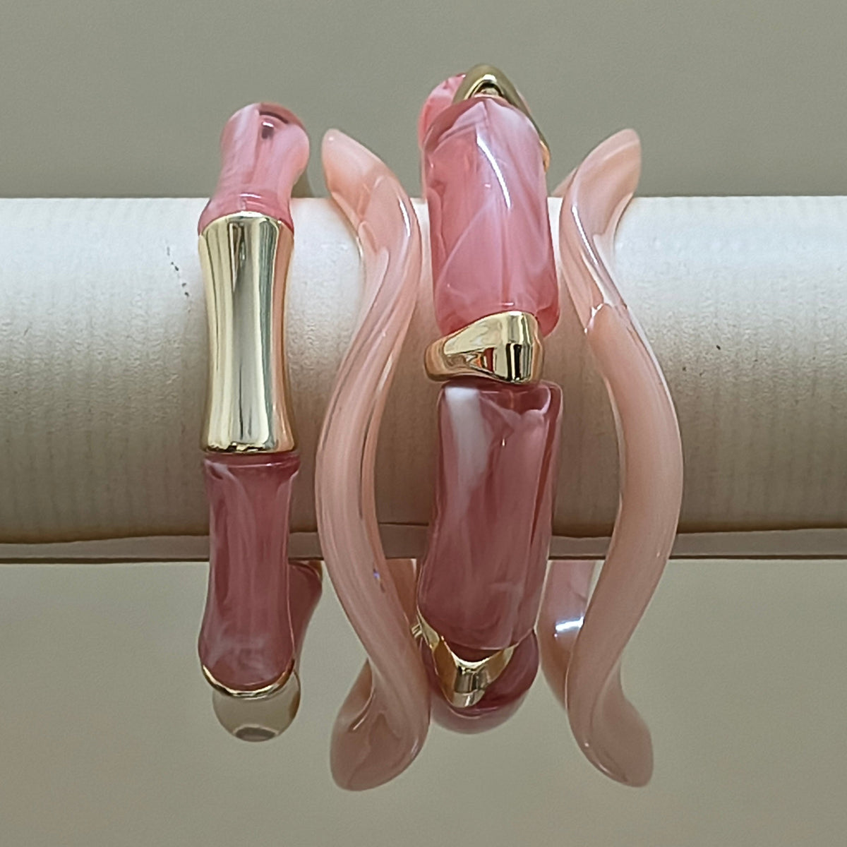 Stretchable and Fixed Stack of Acrylic Bangles