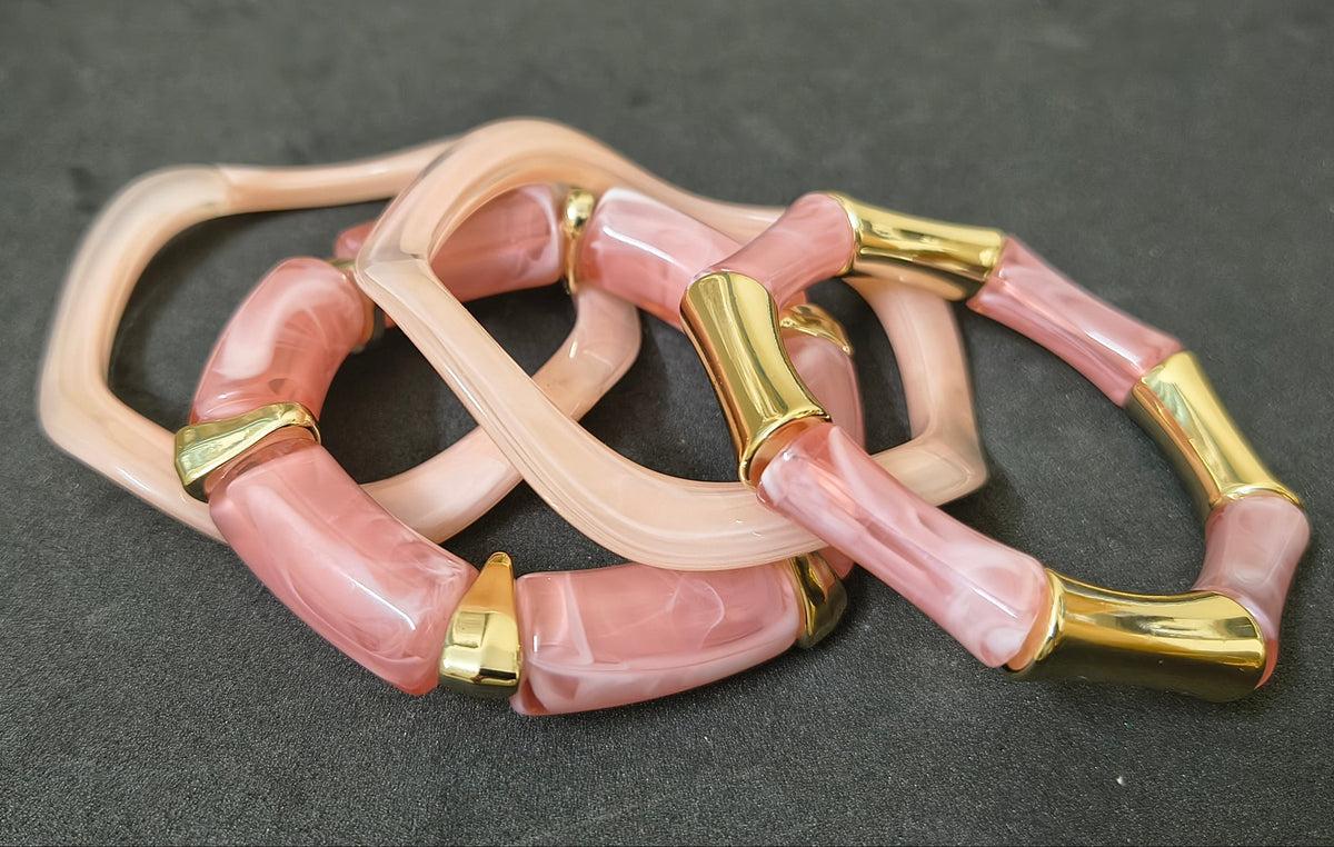 Stretchable and Fixed Stack of Acrylic Bangles