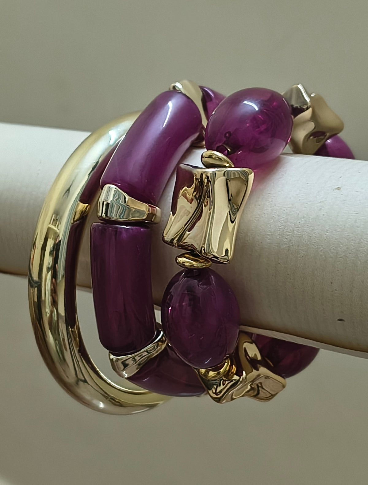 Stretchable and Fixed Stack of Acrylic Bangles