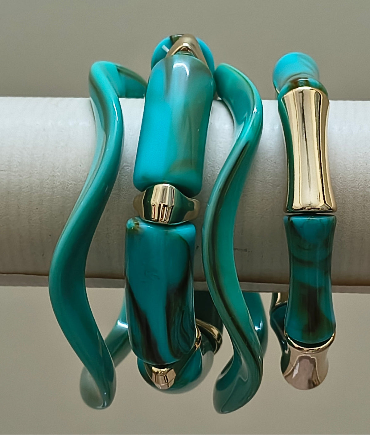 Stretchable and Fixed Stack of Acrylic Bangles