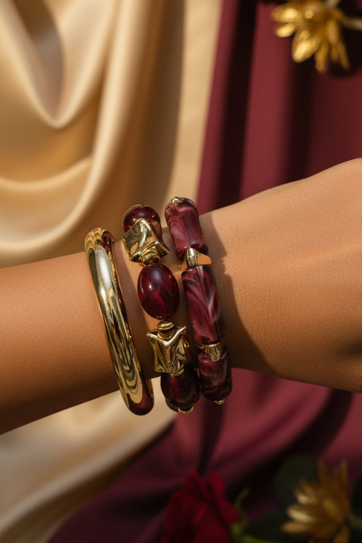 Stretchable and Fixed Stack of Acrylic Bangles