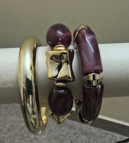 Stretchable and Fixed Stack of Acrylic Bangles