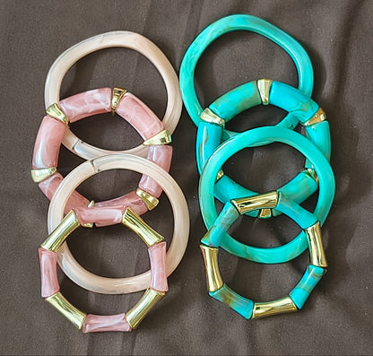 Stretchable and Fixed Stack of Acrylic Bangles