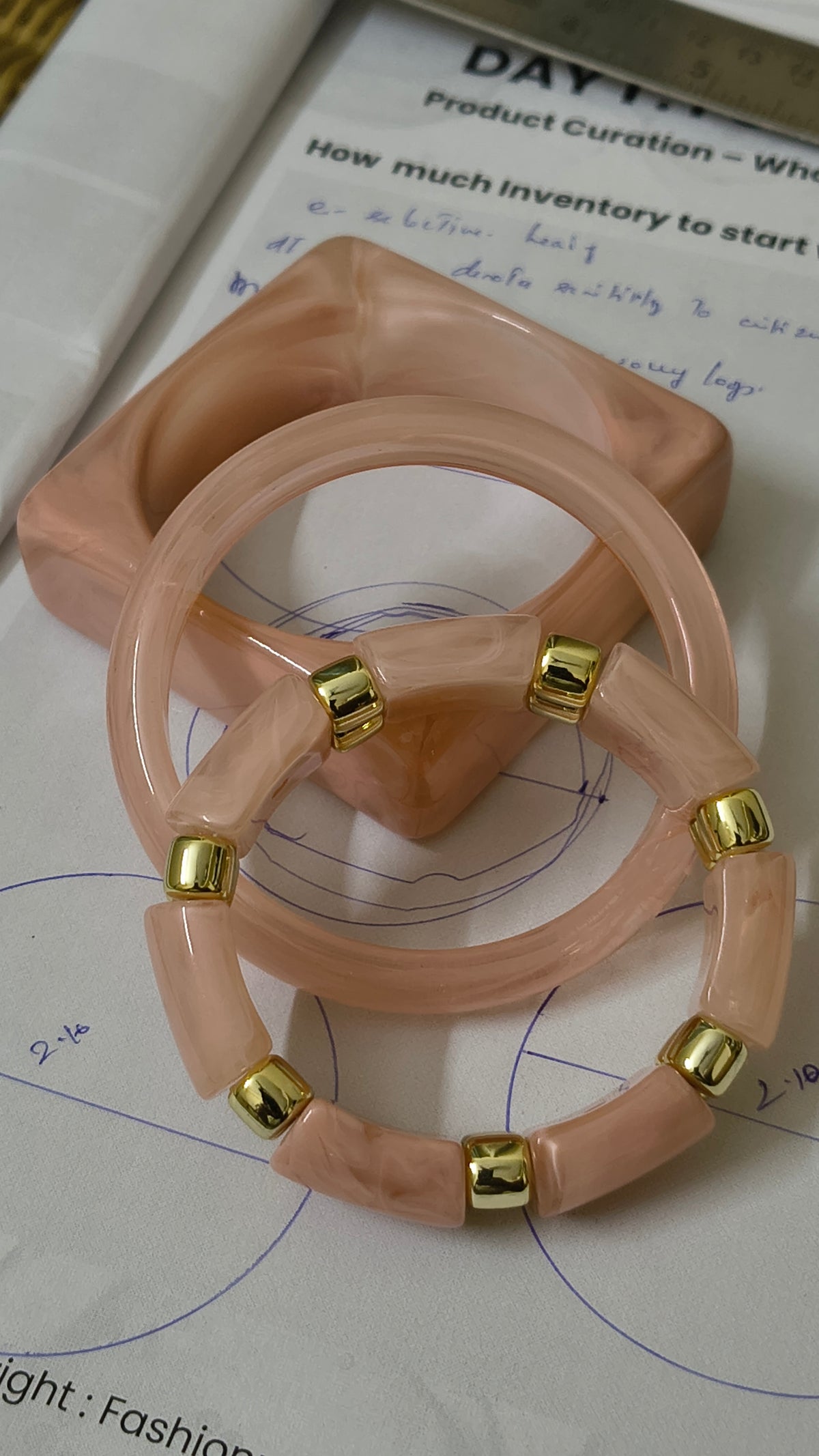 Stretchable and Fixed Stack of Acrylic Bangles