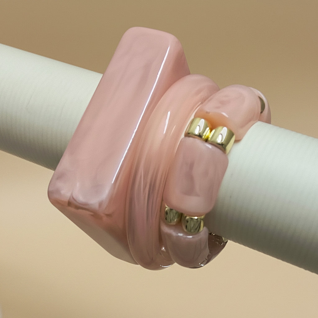 Stretchable and Fixed Stack of Acrylic Bangles