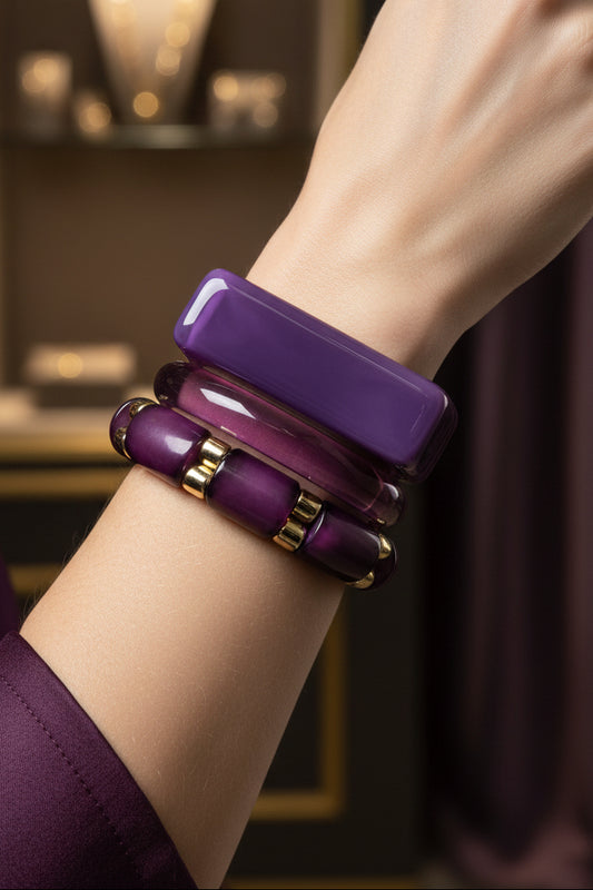 Stretchable and Fixed Stack of Acrylic Bangles