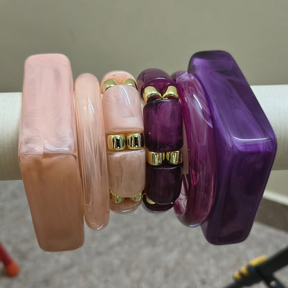 Stretchable and Fixed Stack of Acrylic Bangles