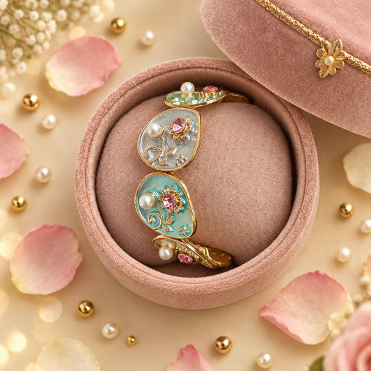 Golden Plated Floral Design Stretchable Bracelets