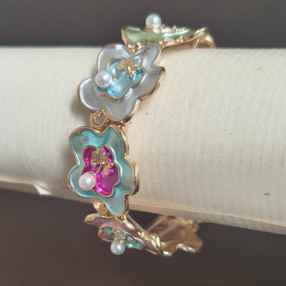 Golden Plated Multi-Color Stretchable Bracelets