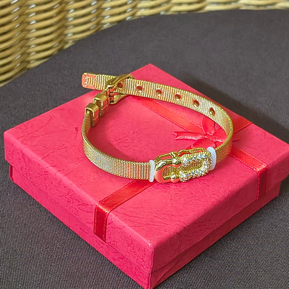 Golden Plated Buckle Clasp Watch Bracelet