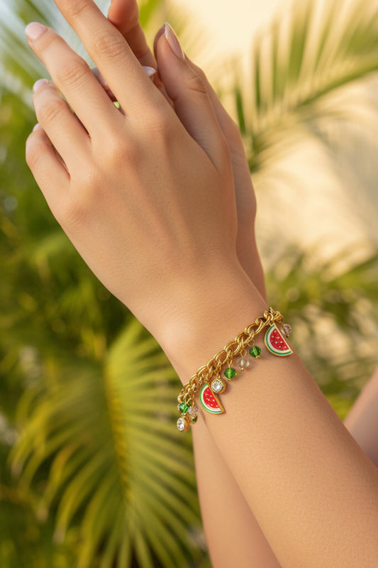Golden Plated Water Melon Charm Bracelet
