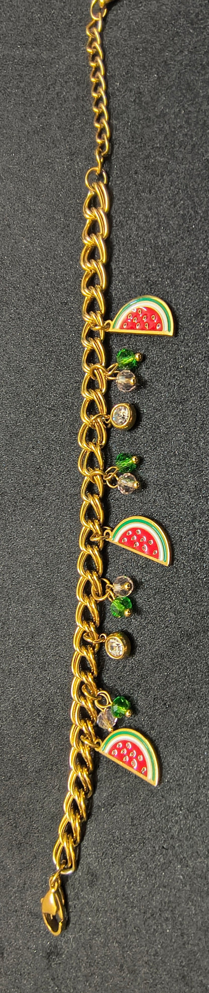 Golden Plated Water Melon Charm Bracelet