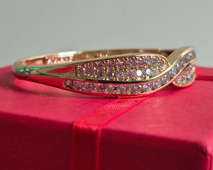 Golden Plated X-Cross Design with White Stone Openable Bracelet