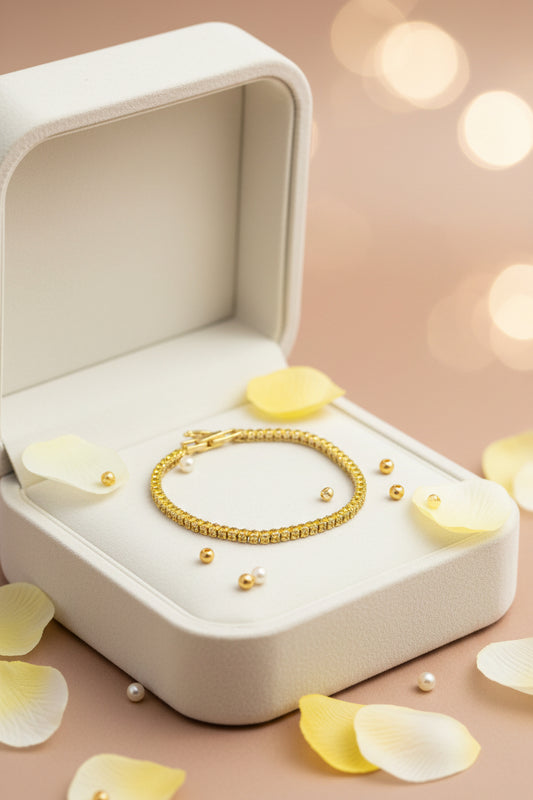 Golden Plated Yellow Small Stone Tennis Bracelet